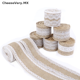 [cheesevery] 2 metros/rollo de yute arpillera cinta de encaje hessian blanco encaje borde decoración de fiesta [mx]