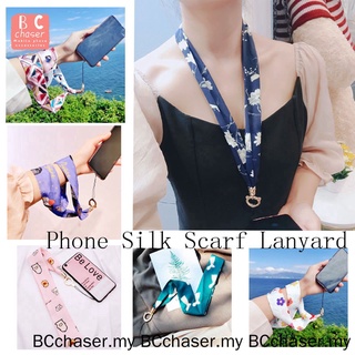 Cordón de bufanda de seda extraíble caliente moda Floral correa colgante cuerda para teléfono móvil/tarjeta de trabajo/tarjeta de identificación (1)