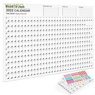 YIHIRO Kawaii Calendario de pared 2022 Blanco Papel del plan diario del año Calendario 2022 Planificador anual en bloque Material de oficina escolar Con pegatinas de marca Aprendizaje para niños Planificación de estudios Papelería Plan anual del año