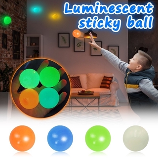 4pcs 45mm luminescent Stiky Balls Throw At Ceiling Stick Wall Ball Sticky Target Squash Ball Globbles Balls Balle Kids Toys