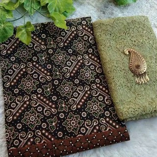 Tela Kebaya Batik tela Coupe conjunto en relieve Prima algodón dama de honor uniforme verde