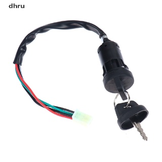 Dhru Interruptor Universal De Barril De Encendido De 4 Cables Con 2 Llaves Para Motocicleta Bicicleta ATV MX