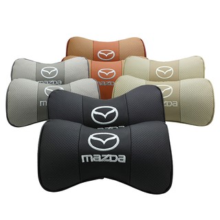 2pcs emblema de coche insignia de cuero reposacabezas para Mazda Atenza Axela RX7 MX3 Auto asiento cuello almohada Interior Protector de cuello decoración (2)