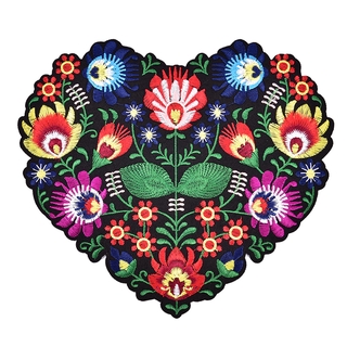1 pza parches con bordado de flores en forma de corazón para ropa plancha en apliques