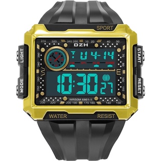 naviforce synoke 6861 reloj deportivo al aire libre cuadrado pantalla grande de los hombres reloj de pulsera impermeable luminoso multifunción reloj (5)
