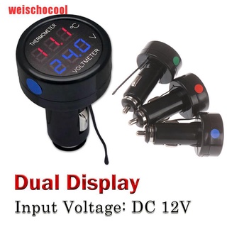 {weischocool}Car LED Cigarette Lighter Voltage Indicator Voltmeter Thermometer DC 12V-24V YSA