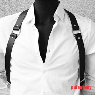pg- - arnés de cuero ajustable para hombre, diseño de pecho, cinturón punk fancy (1)