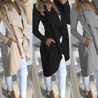 *XJG Autumn Winter Women Windbreaker Long Sleeve Turn-down Collar Outwear Coat