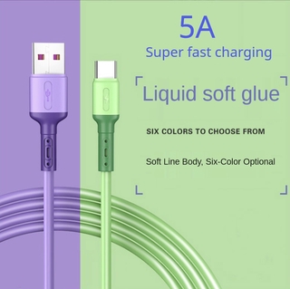 Cable USB tipo C 5A de silicona líquida de carga rápida Cable Micro USB para Samsung Xiaomi HTC Huawei teléfono móvil Cable de datos cargador 1m