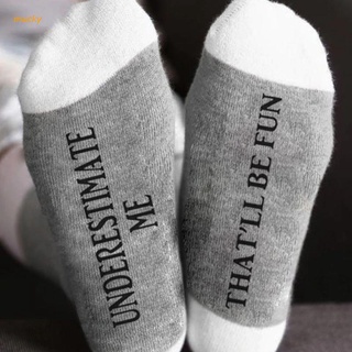 muc Women Men Novelty Cotton Crew Socks Funny Middle Finger Understimate Me Warning Letters Printed Mid Tube Hosiery Gifts