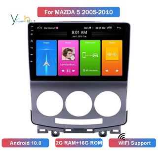 9 Pulgadas 2 Din Android 10.0 Coche Reproductor MP5 Radio Estéreo 2 + 16GB Wifi Bluetooth Navegación GPS Para Mazda 5 2005-2010