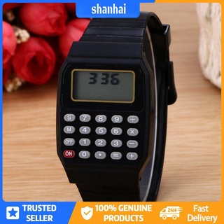 [shanhai] calculadora de estudiantes reloj digital de silicona de color sólido calculadora reloj de pulsera