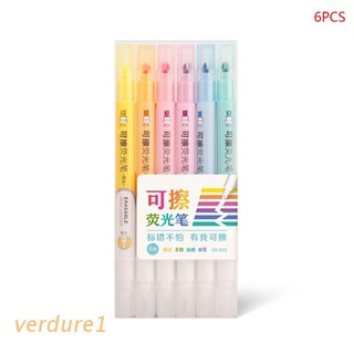 verd 6 pzs rotulador borrable de doble cabeza/marcador pastel líquido/lápiz fluorescente/dibujo/papelería