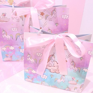nuevos productos Fantasy unicorn ins wind linda bolsa de regalo bolsa de embalaje de regalo con bolsa de regalo bolsa de mano arco iris bolsa de papel