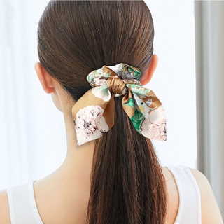 wmes1 moda scrunchies niñas ponytail sostener pelo lazo accesorios de pelo impresión elástica flor cinta bandas de pelo lazo cuerda de pelo/multicolor (4)