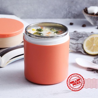 mini caja de almuerzo aislada contenedor de alimentos con cuchara sopa almuerzo acero inoxidable taza caja e4f5