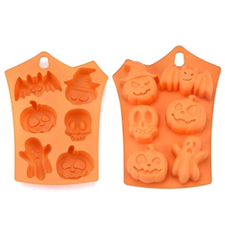 Halloween Holiday Pumpkin Cake Mold 6 Cavities Pumpkin Ghost Bat shape Chocolate Molds DIY Cake Decorating Tools
