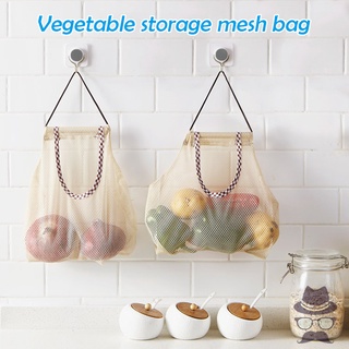 Bolsas de malla reutilizables para colgar frutas y verduras bolsa de almacenamiento de cocina lavable plegable bolsas de red