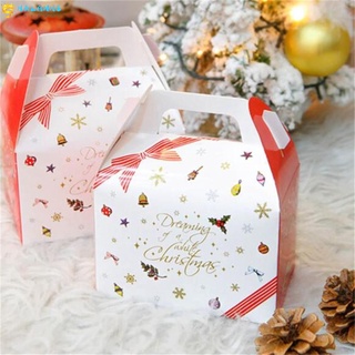HALANHS Decoración de fiesta Cajas de regalo de Navidad Caja de galletas Feliz Navidad Favorece el caramelo de galleta dulce Muñeco de nieve impreso Regalo para amigo Embalaje de regalos Ciervo Papá Noel (1)