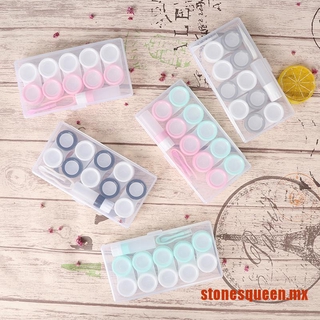 QUEEN 5 Pairs Contact Lens Case Cosmetic contact Storage Box With Bottle And Twe