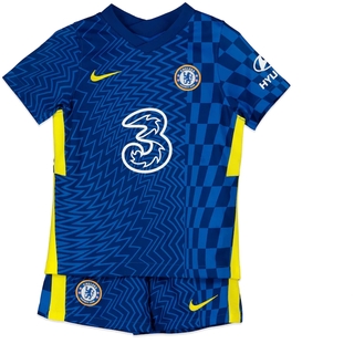 2021-2022 Chelsea Boys fútbol niño Kit de casa de los niños camisa de fútbol con pantalones cortos de casa jersey de fútbol pantalones gratis traje de fútbol