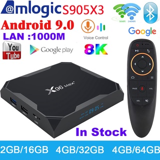 x96 max plus smart tv box android 9.0 4gb 64gb amlogic s905x3 tv box 1000m smart media player 2.4g 5g wifi bluetooth 8k