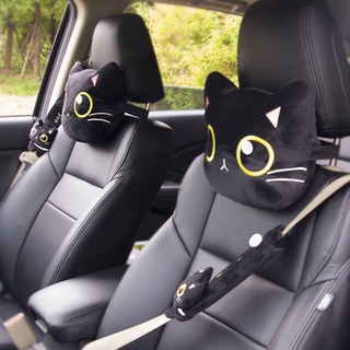 Lindo coche negro gato reposacabezas cuello almohada coche almohada de dibujos animados Lumbar almohada cojín cintura cuello almohada suministros