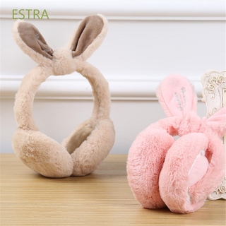 ESTRA Adjustable Warmers Gifts Fashion Girls Earmuffs Gray Pink Rabbit Fur Winter Cover Ears Warm Women/Multicolor