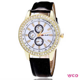 Reloj de pulsera Casual con esfera de cristal redondo con correa de cuero ajustable para mujer