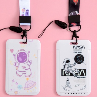 VELEDA Girls Badge Case Astronaut Key chain Card Holder Portable Credit ID Card Bank Card Cartoon Student Metro Bus Card Protect Cover (6)