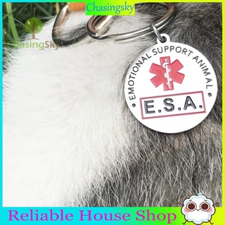 ☞ ♣ Juguete para mascotas ESA de acero inoxidable etiqueta de perro apoyo emocional Collar Collar llavero