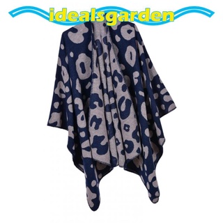 [jardín] mujer estampado leopardo chal envoltura frontal abierto poncho capa bufanda (1)