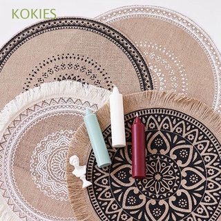KOKIES Non-slip Table Placemat Decoration Coaster Coffee Cup Mats Heat Insulation Home Decor Middle East Style Fabric Anti-scald Plate Kitchen Supplies