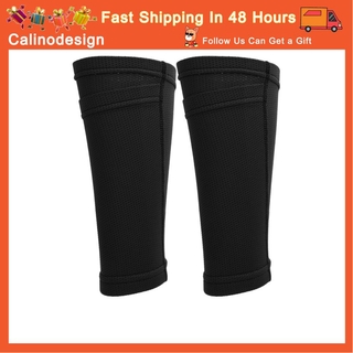 Calinodesign 1 par de calcetines de espinillera de fútbol de doble capa para entrenamiento de fútbol negro