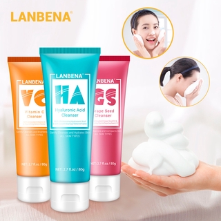 Retail LANBENA limpiador facial vitamina C limpiador facial ácido hialurónico limpiador facial semilla de uva limpiador facial cuidado de la piel 80g-11277