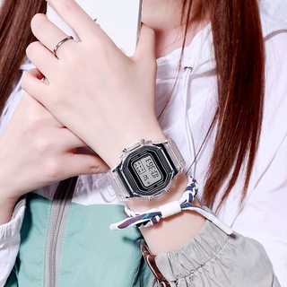 Reloj femenino lindo estilo coreano simple estudiante unicornio cuadrado impermeable reloj electrónico digital (5)