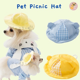 Sombrero de perro gato/gorro de Picnic para mascotas - Pastel Gingham