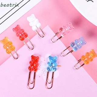 beatrix kawaii arco iris oso coreano carpeta clip de papel marcador accesorios forma oso memo clips nuevo lindo archivo clips colores caramelo decorativo marcador