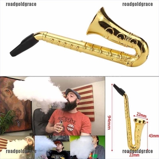 roadgoldgrace saxofón portátil humo tabaco hierba fumar pipas de metal tabaco tuberías de agua noge