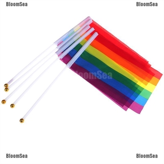 [Bloom] 5X bandera de mano arco iris ondeando bandera Gay Pride lesbiana paz LGBT Banner Festival