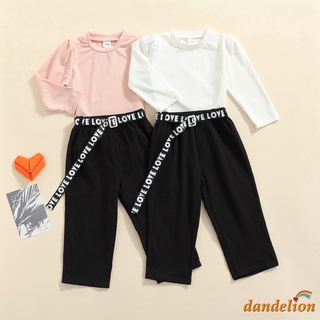 DANDELION-Baby Girl Tops + Pants Set, Long Sleeve Round Neck Blouse + Letters Print