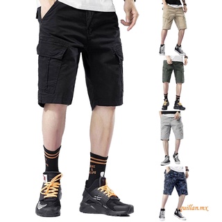 tl pantalones cortos para hombre, color sólido/camuflaje con estampado de cintura alta