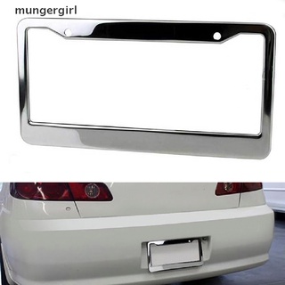 Mungergirl 1PCS Chrome Stainless Steel Metal License Plate Frame Tag Cover With Screw Caps MX