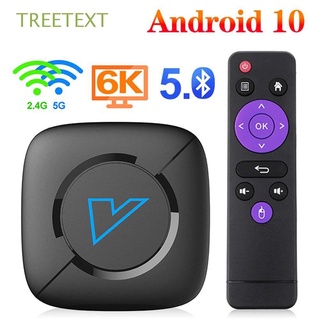 TREETEXT 4K Set Top Box 4GB 32GB WiFi Media Player Smart TV Box 2.4G / 5G WIFI Soporte 1080p Receptores de TV Android 10 Bluetooth 5.0 Reproductor multimedia V6 TV Box (1)