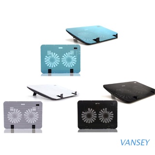 Vansey Metal Panel Dual Fan Notebook Cooler Laptop Cooling Pad Slim Stand for 15.6" PC
