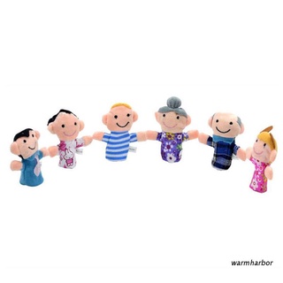 warmharbor 6 piezas de marionetas familiares de dedo conjunto mini peluche bebé niño niña padres abuelos contar historias muñeca de tela de mano juguetes educativos