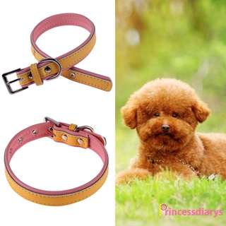 (PrincessDiarys) Collares ajustables de doble capa de cuero PU suave para perros/gatos/cachorros/collar para mascotas