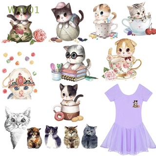 WAY01 Cute Cat Patches A-level Print Heat Transfer Stickers New Clothes Household Iron Washable Iron on Appliques