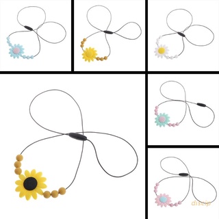 discip Baby Silicone Teether Chain Charm Flower Pendant Beads Necklace Teething Toy Jewelry