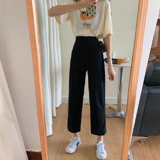 Summer straight black pants Korean loose slim-fitting wide-legged high-waist casual trousers